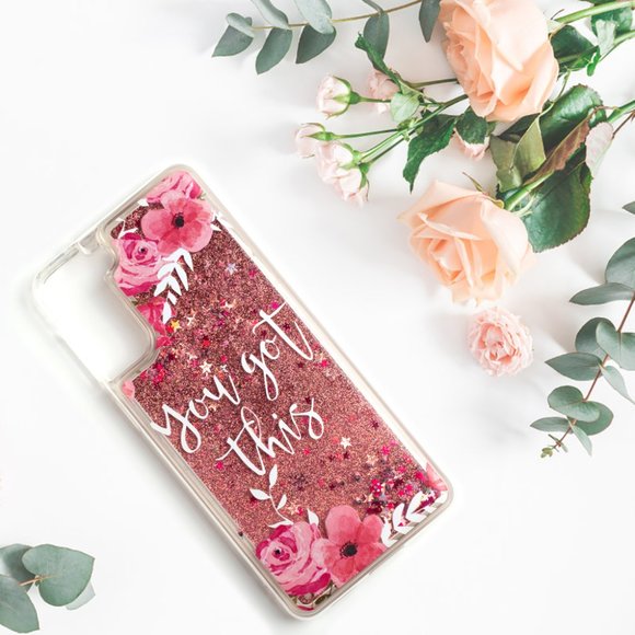 Flower Petal Glitter Waterfall Case for Galaxy S22 Plus - Picture 2 of 4